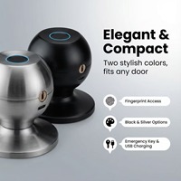 Poignée de porte intelligente à empreinte digitale avec contrôle via l'application Tuya, déverrouillage par clé et empreinte digitale, stockage de données cloud pour la maison et le garage