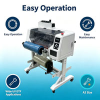Imprimante DTF UV A3 avec tête d'impression DX7, carte Hoson, machine d'impression rouleau à rouleau pour impression de logos et autocollants personnalisés sur verre, métal, acrylique