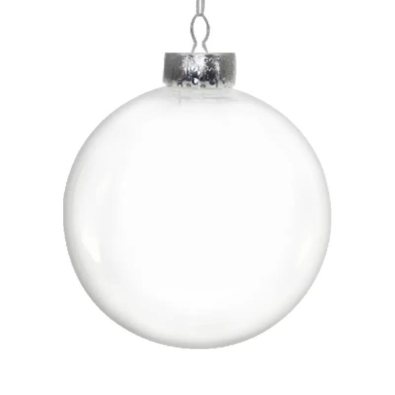 Fournitures de décorations d'arbre de mariage de Noël de fête d'anniversaire personnalisées ornements suspendus de vacances petites boules rondes en plastique transparent