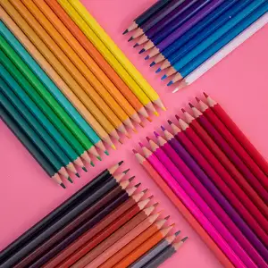 Lápis de madeira personalizado, kit de lápis de cor personalizado com caixa de metal para presente infantil de 12/18/24/36/48 cores