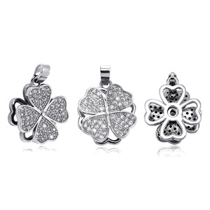 Top Icy Jewelry Frank Style ciondolo quadrifoglio in ottone placcato oro 14K CZ catena clavicola gioielli di moda per donna - Product Image 5