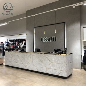 Tamaño personalizado <span class=keywords><strong>de</strong></span> lujo para 2 personas, tamaño <span class=keywords><strong>de</strong></span> recepción <span class=keywords><strong>de</strong></span> Hospital, <span class=keywords><strong>Biblioteca</strong></span> moderna, Oficina <span class=keywords><strong>de</strong></span> Derecho, escritorio <span class=keywords><strong>de</strong></span> recepción, decoración <span class=keywords><strong>de</strong></span> tira dorada - Product Image 1