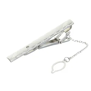 High Quality Silver Tie Clips Men With Chain Wedding Tie Bars Metal For Men Accessories