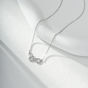 Món quà xinh xắn đồ trang sức mỹ đôi Infinity quyến rũ Vòng Cổ Trái Tim 925 Sterling Silver infinity Mặt dây chuyền vòng cổ cho phụ nữ - Product Image 6