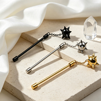 Bijou de piercing corporel tendance en acier inoxydable 316L, barbell d'oreille droite Trident de Neptune et Marteau de météore