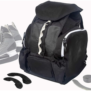 Skate Boot Bag Backpack with Blade Covers Carabiner Helmet Lock Daisy <b>Chain</b> Air Vents Bottle Pockets Fits Mens Size 14 Ice - Product Image 1