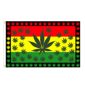 <span class=keywords><strong>Bandera</strong></span> de la Paz <span class=keywords><strong>Rasta</strong></span> con Graffiti de Hoja de Hierba y Cigarrillo, 3x5 pies, 100% Poliéster, Venta al Por Mayor - Product Image 3