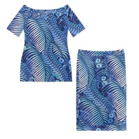 Robe longue décontractée florale à manches courtes et épaule unique pour femme, style polynésien Puletasi Samoan, ensemble 2 pièces, vente en gros personnalisée