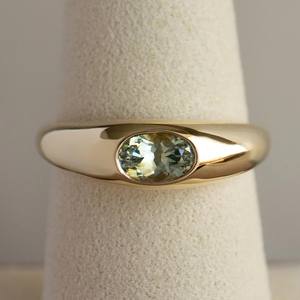 Anelli in Oro 14k con Zaffiro Verde Ovale, Anelli <span class=keywords><strong>Solitario</strong></span> di Design alla Moda, Gioielli Impermeabili in Argento Sterling 925 - Product Image 1