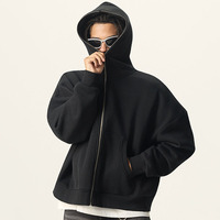 Sweat à capuche zippé intégral en polaire 360g, coupe oversize, avec strass brodés, en coton épais, collection Printemps
