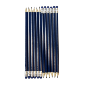 <span class=keywords><strong>Crayon</strong></span> en bois rond bleu foncé FSC HB avec gomme, vente en pièce unique, vente d'usine, logo et emballage personnalisés, certifié EN71 ISO - Product Image 3