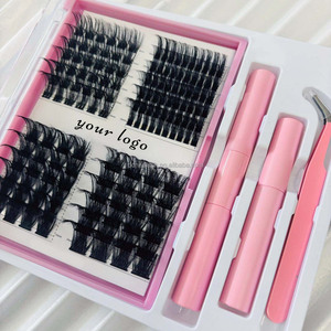 Kit DIY Personnalisé de Faux Segment pour Extensions de <span class=keywords><strong>Cils</strong></span> Premium DD CC Curl Grappes de <span class=keywords><strong>Cils</strong></span> Outil de Colle Dissolvant Boîte Plateau Inclus - Product Image 3