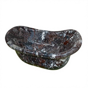 Baignoire autoportante <span class=keywords><strong>de</strong></span> <span class=keywords><strong>luxe</strong></span> en marbre naturel rouge, baignoire <span class=keywords><strong>de</strong></span> trempage en pierre massif sur mesure pour villas et hôtels - Product Image 1