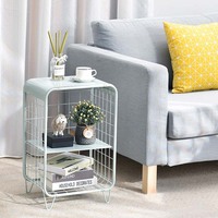 WIREKING – table d'appoint en fil métallique au design moderne, table de rangement à 2 niveaux pour salon et chambre à coucher