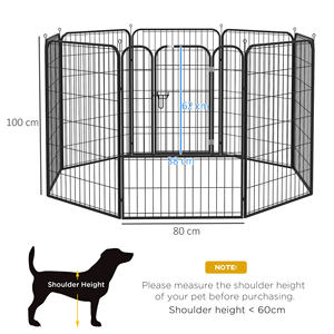 PawHut <b>Dog</b> <b>Playpen</b> and Puppy <b>Playpen</b>, Modular Indoor and Outdoor <b>Dog</b> <b>Playpen</b> in Metal and Steel 8 Panels 80x100cm - Product Image 3