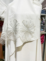 Élégante Robe Longue Abaya Musulmane pour Femme de Dubaï, Style Malais et Indonésien, avec Garniture en Dentelle Florale et Strass, Incluant Hijab