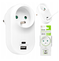 Adaptateur de prise française Pheiyon 16A 230V 3680W avec ports USB-A USB-C pour charger 3 appareils, sécurité enfant, CE RoHS, maison et voyage, IP20, OEM ODM