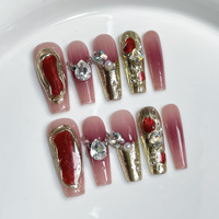 Uñas Postizas de Diseño Personalizado con Empaque al por Mayor, de Acrílico, Hechas a Mano con Diamantes, para Vendedores al por Mayor