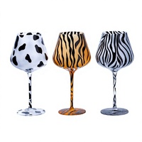 Chopes à bière fantaisie en verre dépoli peintes à la main avec logo, motifs Léopard, Zèbre, Tigre, pour usage hôtelier, cadeaux de fête, vente en gros, grand format, compatibles lave-vaisselle