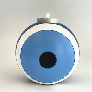 Resin blue evil eye candle holder for home desktop decoration pieces