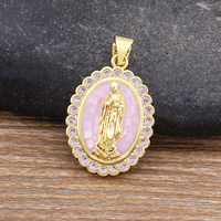 Collar con Colgante de la Virgen María QIKU, Cadena Ovalada con Cristales de Circonia Cúbica, Joyería Religiosa, Regalo para Mujer, Accesorios al por Mayor