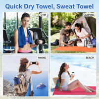 Serviette de sport en microfibre double face en velours, séchage rapide, absorbante, pour la remise en forme, le yoga et l'entraînement