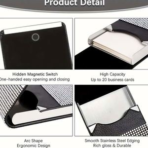 Étui de rangement professionnel Bling avec fermeture magnétique, boîte de rangement pour cartes de visite ornée de cristaux - Product Image 3