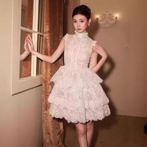 knee length dresses for ladies Black Lace Keyhole Mini Dress