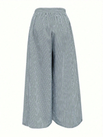 Pantalon évasé rayé à taille haute pour femme, coupe ample, style vintage rétro décontracté, été 2026