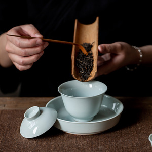 Gaiwan Porcelain Three Piece Covered <b>Tea</b> Bowl With Lid Handheld For Kung Fu <b>Tea</b> <b>Set</b> - Product Image 3
