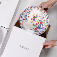 Ensemble de vaisselle rustique en céramique de 11 pouces à motifs animaliers, écologique, pour le petit-déjeuner et le dîner, compatible micro-ondes et lave-vaisselle, emballé dans une boîte colorée