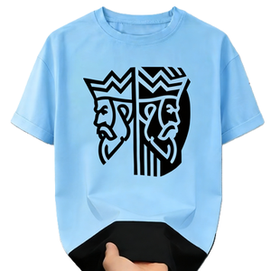 T-shirt con grafica di carte da poker con uomo barbuto reale e profilo testa stileizzato Split King - Product Image 3