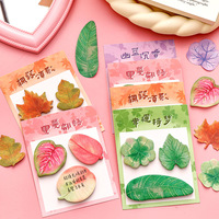 Blocs-notes Kawaii à motif de feuilles artificielles, notes autocollantes, papeterie adorable, cadeaux créatifs, papeterie coréenne en gros