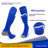 Chaussettes de football professionnelles intégrées avec poche pour protège-tibias, doublées en tissu éponge, tricotées, compatibles avec les protège-tibias, conception de poche ODM