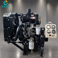 Motor Diésel de Doble Cilindro, Arranque Eléctrico, Refrigerado por Agua, 4 Tiempos, 34HP, Correa de Transmisión B/C para Trituradora y Bomba de Agua