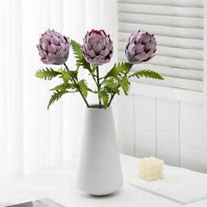 Arrangement de fleurs artificielles de chardon Meng Jie, violet rose, en polyester, pour décoration intérieure et présentation en vase - Product Image 1