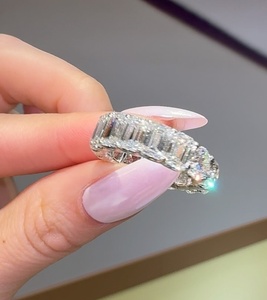 Nhà máy trực tiếp bán 10k 14k 18K vàng trắng vvs D màu 3x5mm Emerald cut mix Vòng rực rỡ cắt phòng thí nghiệm phát triển Kim Cương Vòng ban nhạc - Product Image 2