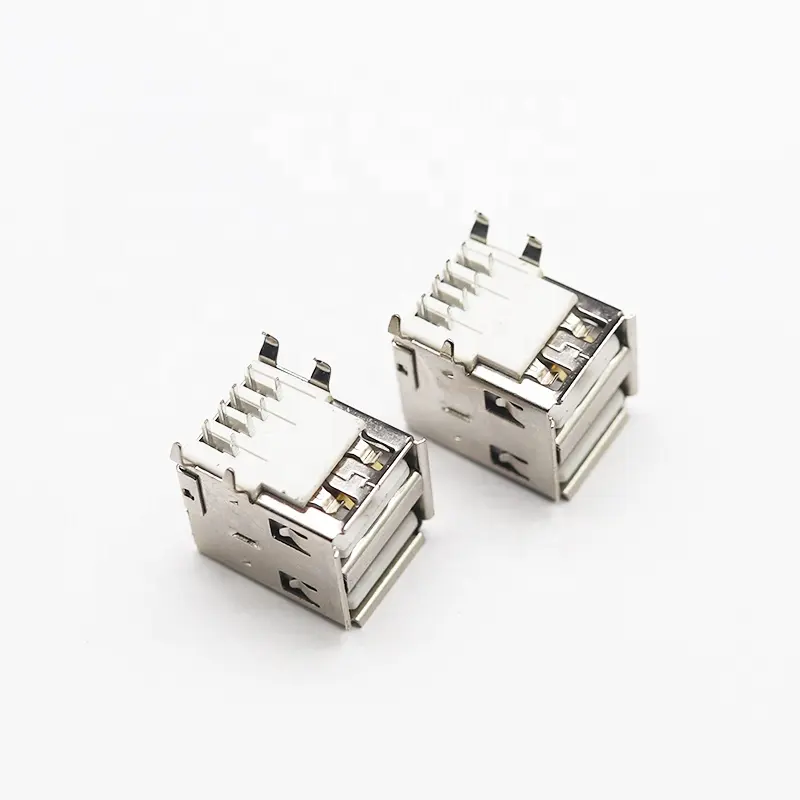 Usb Type A Connector High Quality Connector USB Jack Replacement 4pin SMD Female Socket Usb Dual Level Right Angle For Data Cable Headers Connector