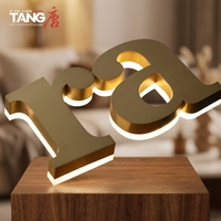 Letrero Metálico con Logotipo LED Retroiluminado de Acero Inoxidable Pulido y Soldado a Medida para Decoración de Interiores, Publicidad en Cafés, Dirección de Escuelas y Empresas