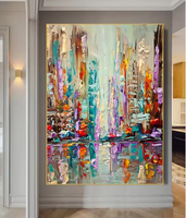 Décoration Murale Urbaine 100% Peinte à la Main, Tableau Acrylique Texturé Minimaliste, Grandes Images Murales Modernes, Toile Imprimée de Luxe Faite à la Main