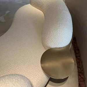Nordic Modern White <strong>Boucle</strong> Curved Couch Fabric Upholstery Hot Dog Sofa <strong>Bean</strong> <strong>Bag</strong> Sofas for Reception Room for Living Room - Product Image 4