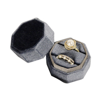 Boîte à bagues ronde en velours coréen haut de gamme pour mariage, double boîte à bijoux avec logo – Nouveauté du fabricant