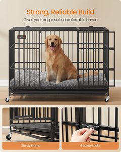 Jaula Plegable Resistente para Perros <span class=keywords><strong>Feandrea</strong></span>, Instalación Rápida en 5 Minutos, Puertas Dobles - Product Image 5