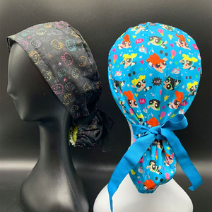 Chapeau d'infirmière <span class=keywords><strong>de</strong></span> dessin animé avec boutons, réglable, bouffant, pour scrubs, porte-queue <span class=keywords><strong>de</strong></span> cheval, turban bouffant, chapeau d'infirmière - Product Image 4