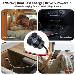 <span class=keywords><strong>Prise</strong></span> <span class=keywords><strong>USB</strong></span> 12V PD Type-C et <span class=keywords><strong>USB</strong></span>-C, chargeur <span class=keywords><strong>double</strong></span> port <span class=keywords><strong>encastrable</strong></span> pour <span class=keywords><strong>voiture</strong></span>, remplacement pour camping-car, caravane, remorque - Product Image 5