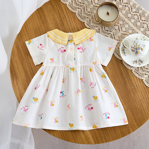 Vestido de Verano para Niñas al por Mayor de Angou, Vestido de Algodón Vintage sin Mangas para Niñas, Vestido Camisero con Falda - Product Image 4