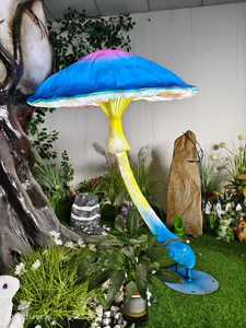Juego de luces decorativas LED con forma de hongos familiares en azul púrpura, pintadas a mano con resina, para jardín y parque al aire libre. - Product Image 1