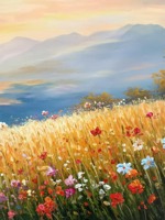 Peinture à l'huile abstraite texturée 3D faite à la main sur toile, encadrée, représentant un coucher de soleil doré, pour décoration de salon