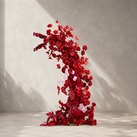 Arche de fleurs artificielles roses rouges autoportante pour mariage, événement, décoration florale de fond, vente en gros