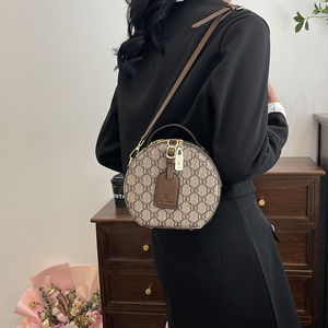 Bolso Casual con Estampado Geométrico, Bolso de Hombro de Estilo Moderno, Bolso Redondo de Material PU 351 - Product Image 4